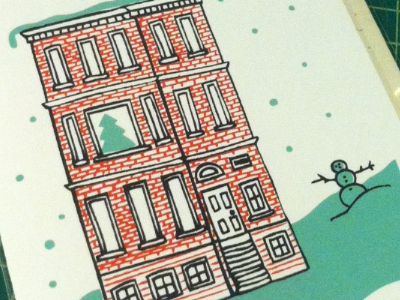 silk screened holiday card