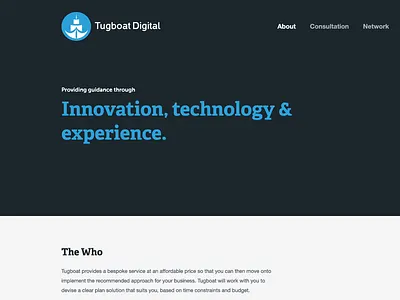 Tugboat Landing clean colour digital layout simple typography ui