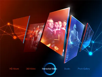 Abstract coverflow 360 3d app glass interactive ipad music network shards touchscreen