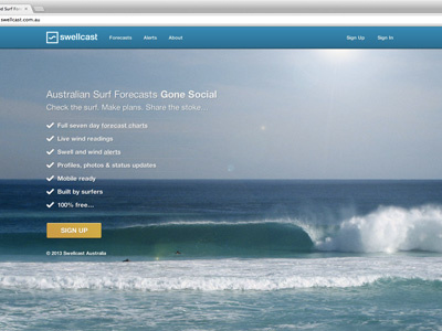 Perfect Beachbreaks button conversion home page photo swellcast