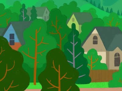 Do you see the bicyclist? boulder colorado houses illustration ipad mountains poster trees