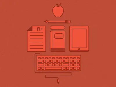 Skwelicons apple good grades icons illustration pencil school students teachers tech