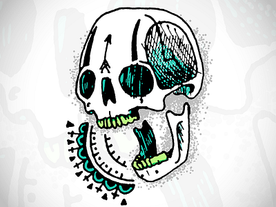 skull scribbble arrow bite hand drawn pen skull teeth yawn yell