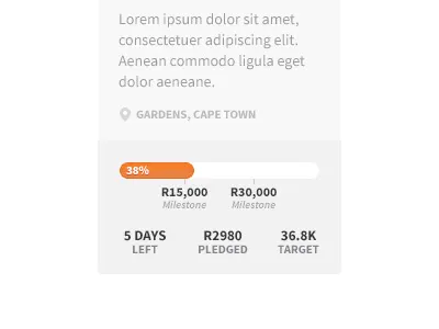 Project Tile african bar crowd crowdfunding funding list milestones orange sans serif source sans pro texture thundafund tile ui website