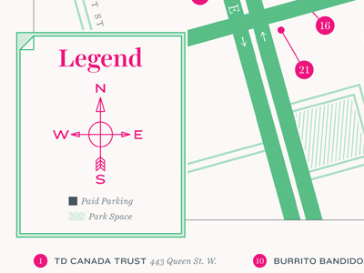 map - legend/front green legend map pink