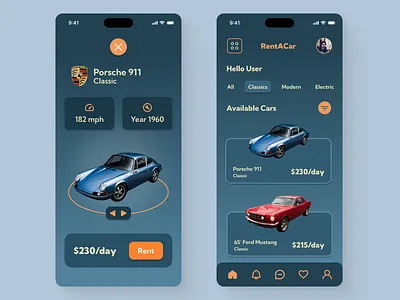 RentACar Mobile App Concept Design app design branding ui ux