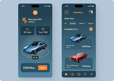 RentACar Mobile App Concept Design app design branding ui ux