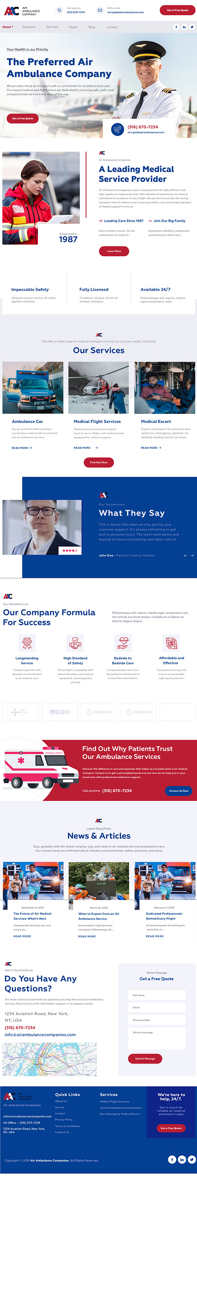 Air Ambulance Company Website Design air ambulance landing page medical website website design