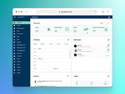 ezyagent | Dashboard UI dashboard design dashboard ui insurance insurance app product design ui web app web app ui web dashboard