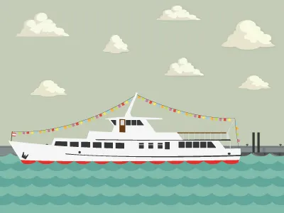 Flandria 1 boat illustration party boat water