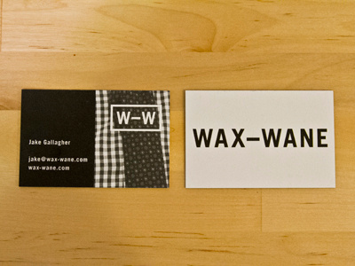 Wax-Wane branding business cards identity logo menswear