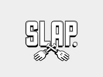 Sideproject black hand illustration logo slap type white