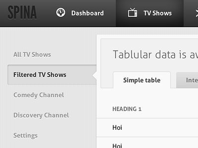 Different setup navigation spina ui user interface