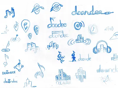 Rough logo Sketches blue pen identity logo music sketch