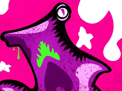 Skateshark 1980 hammerhead illo neon shark