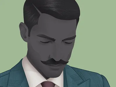 Moustache 1920 design illustration man vintage