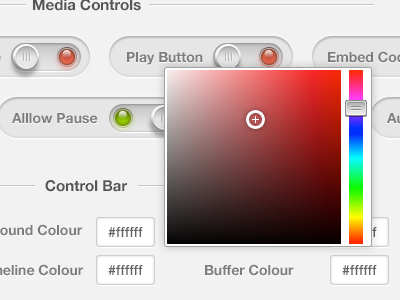 Interface Video Settings button color color picker colour dropper hex led settings toggle ui video