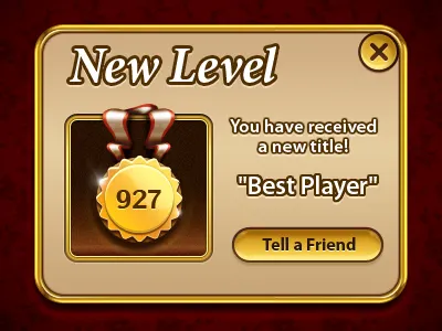 New Level alert award award in game award ribbon game game design game screen design gold aword gold medal icon level increase medal new level pop up screen design screendesign ui win window window raising