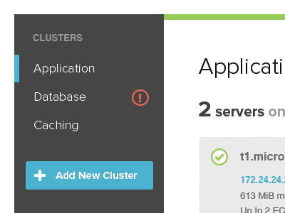 Cluster Nav button leftnav nav servers ui