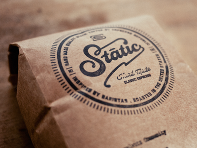 Static Bag badge bag beverage classic coffee drink dripp espresso espresso republic font food hand made coffee label lettering logo monogram package packaging retro slabserif stamp typography vintage vintage modern