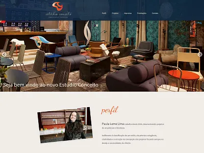 Estudio Conceito blue homepage icons landing page menu nav website