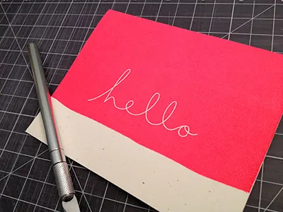 Hello card design screen print