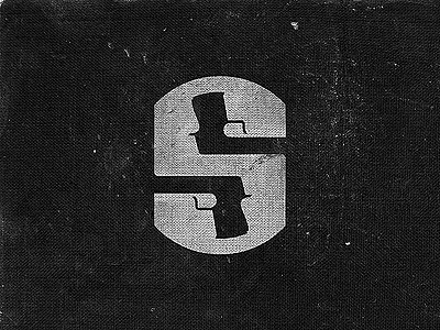 Showdown axe gun icon letter logo s