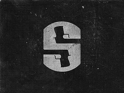 Showdown axe gun icon letter logo s