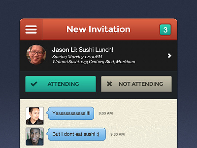 Event App V2 buttons chat event interface invitation ios messages ui