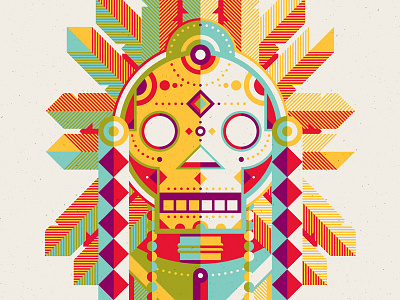 Warrior Art Print dan kuhlken dkng headdress nathan goldman poster silkscreen skull vector warrior