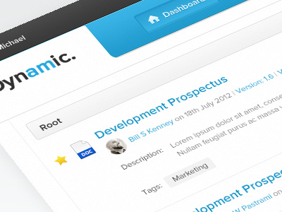 Dashboard - Files bookmark dashboard documents file storage files star tags user interface