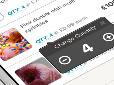 Checkout Basket - Change Quantity popover basket buy checkout commerce iphone iphone 5 iphone app list m commerce popover purchase shop shopping ui