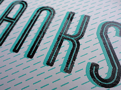 Screenprinted Thank You Cards - detail shot black cards screenprint teal texture thanks