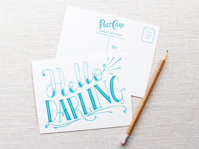 Hello Darling Postcard card lettering postcard screen print stationery