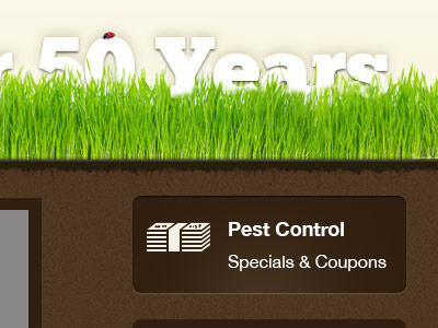 50 Years chunkfive grass green header helvetica pest control