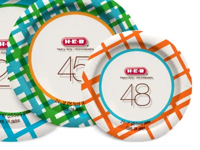 Paper Plates for Spring blue green helvetica modern orange packaging plaid spring tableware white