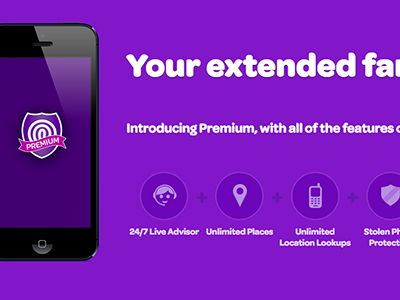 Premium landing page life360 purple