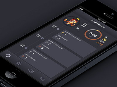 Game stats app app dark ios stats timeline trophy ui