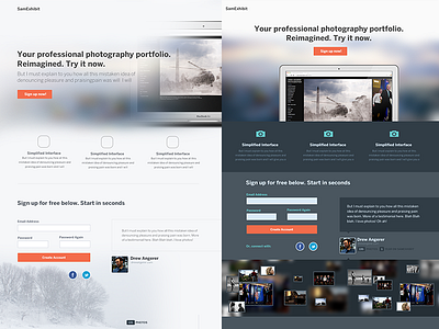 SamExhibit - Early Marketing Design Concepts camera design marketing marketing page photo photography portfolio