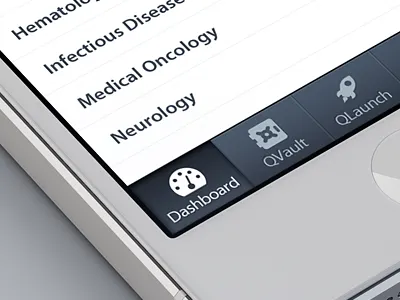 Mobile Navigation buttons clean dark buttons dashboard interface ios iphone knowmedge navigation rocket safe tabs ui vault white