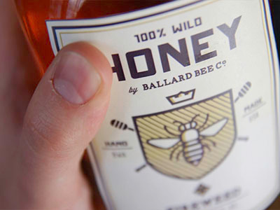 Bzzzzzzzzzzzz ballard bee honey honey bee label packaging typography