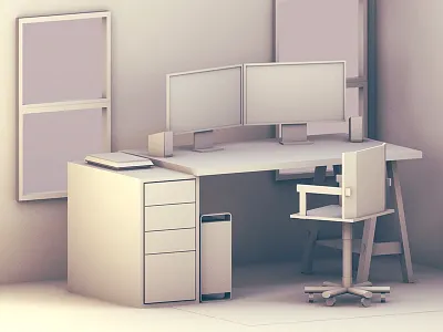 The Weekly 30 [Workspace] ao c4d chair cinema 4d computer desk low poly lowpoly model office render room studio window work workspace