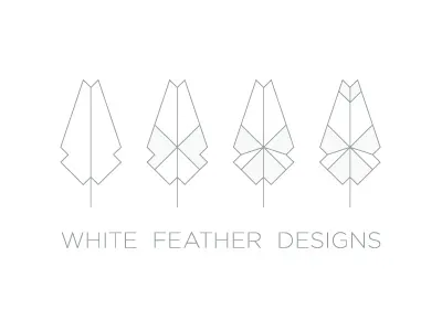 White Feather Designs brand designs feather full logo white