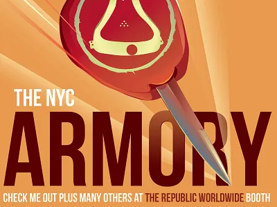 NYC ARMORY CENTENNIAL EXHIBTION 2013© Arocena centennial celebration fountain art fair illustrator knife nyc armory exhibition orlando arocena republic worldwide inc switchblade vector