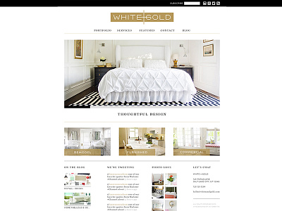 White + Gold Site Design black gold minimal site slideshow white