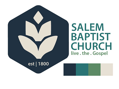 Church Logo blue brand branding church green hexagon khaki logo teal wheat