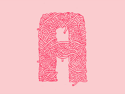 Spaghetti "A" doodle illustration typography