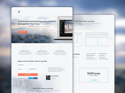 Revised Light Concept - Marketing Page design home page marketing marketing home page marketing page photo photography