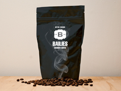 Bailies branding coffee crest drink emblem identity logo packaging