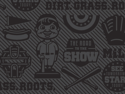 Baseball Pattern baseball bat bobblehead bunting glove hot dog mask pattern pennant studio simon